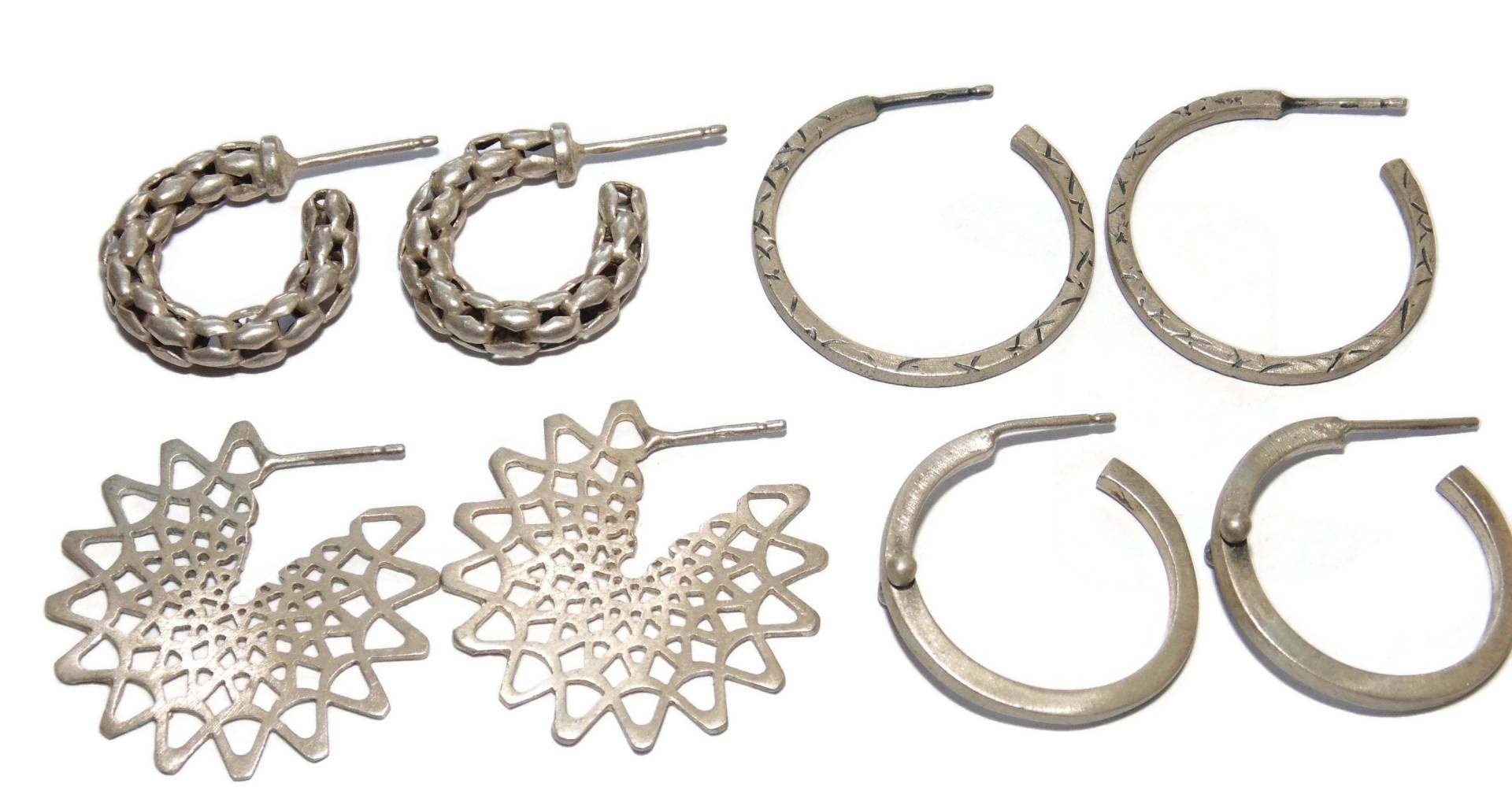 Vintage Sterling Silber Creolen Statement Ohrringe von VintageJewelryEden