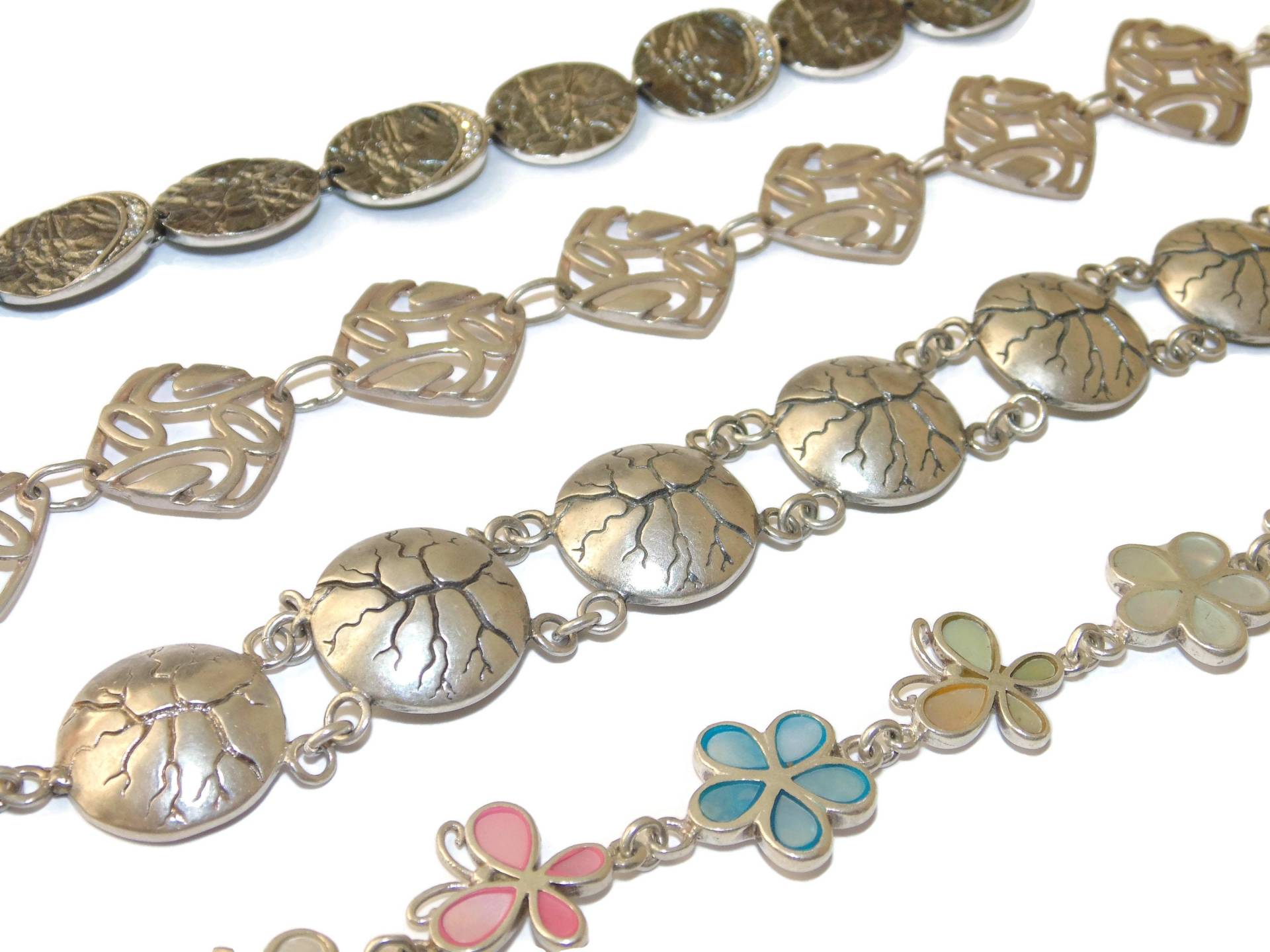 Vintage Sterling Silber Gliederarmband Handwerker Kettenschmuck von VintageJewelryEden