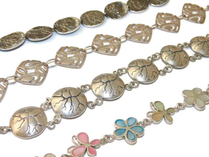 Vintage Sterling Silber Gliederarmband Handwerker Kettenschmuck von VintageJewelryEden