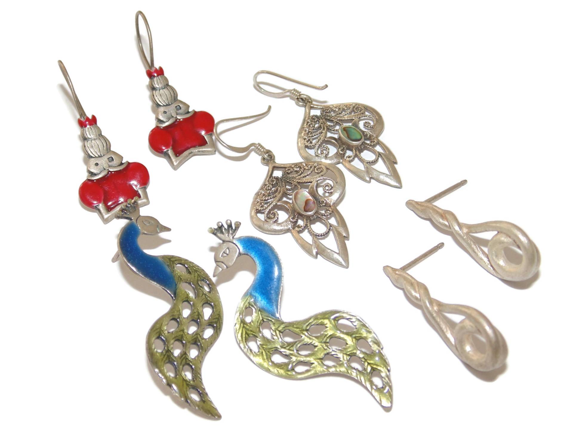 Vintage Sterling Silber Ohrringe Pfau, Alice Im Wunderland - Separat Erhältlich von VintageJewelryEden