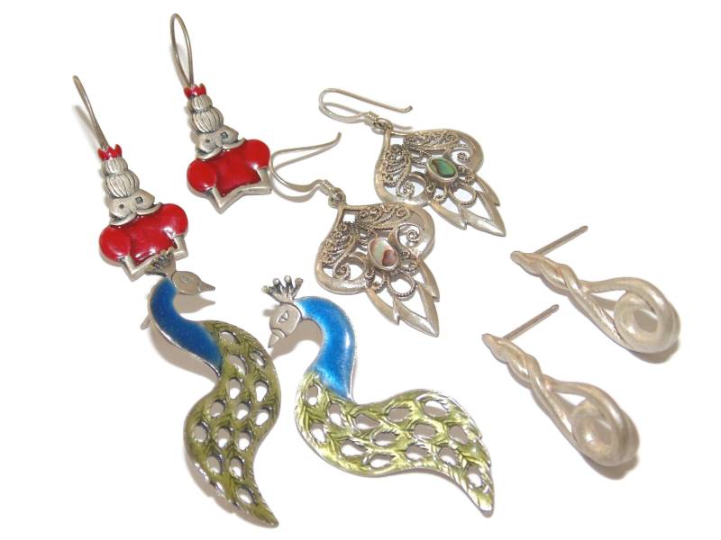 Vintage Sterling Silber Ohrringe Pfau, Alice Im Wunderland - Separat Erhältlich von VintageJewelryEden