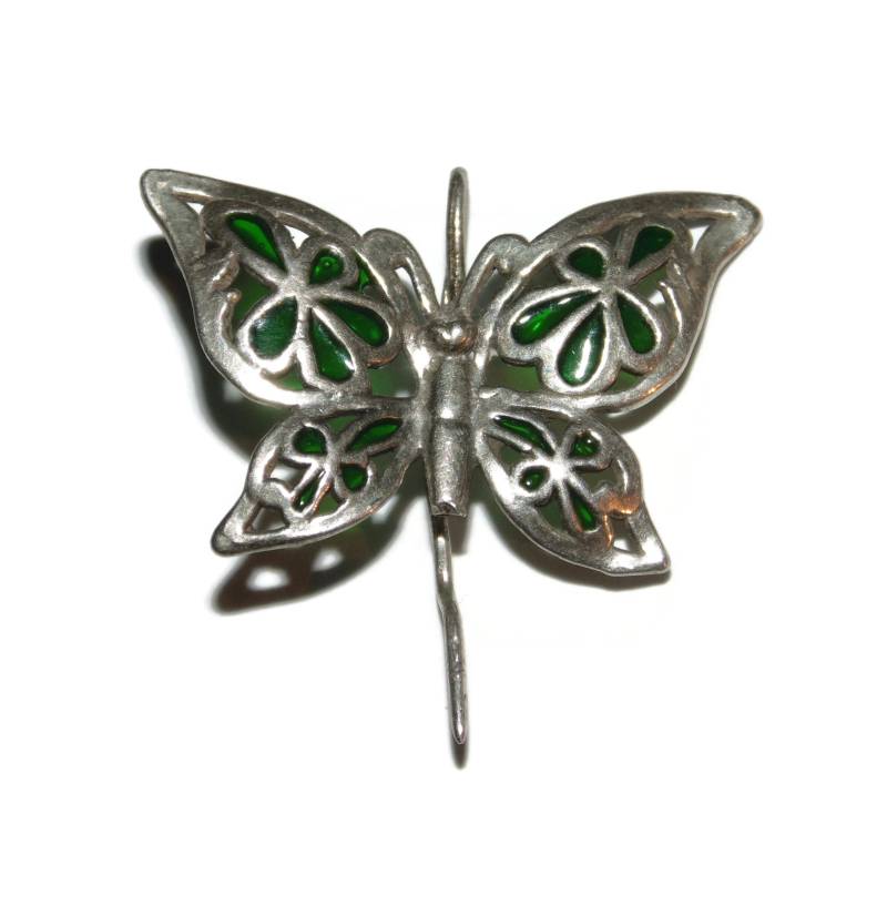 Vintage Sterling Silber Schmetterling Brosche Akzent Pin Aus Emaille von VintageJewelryEden