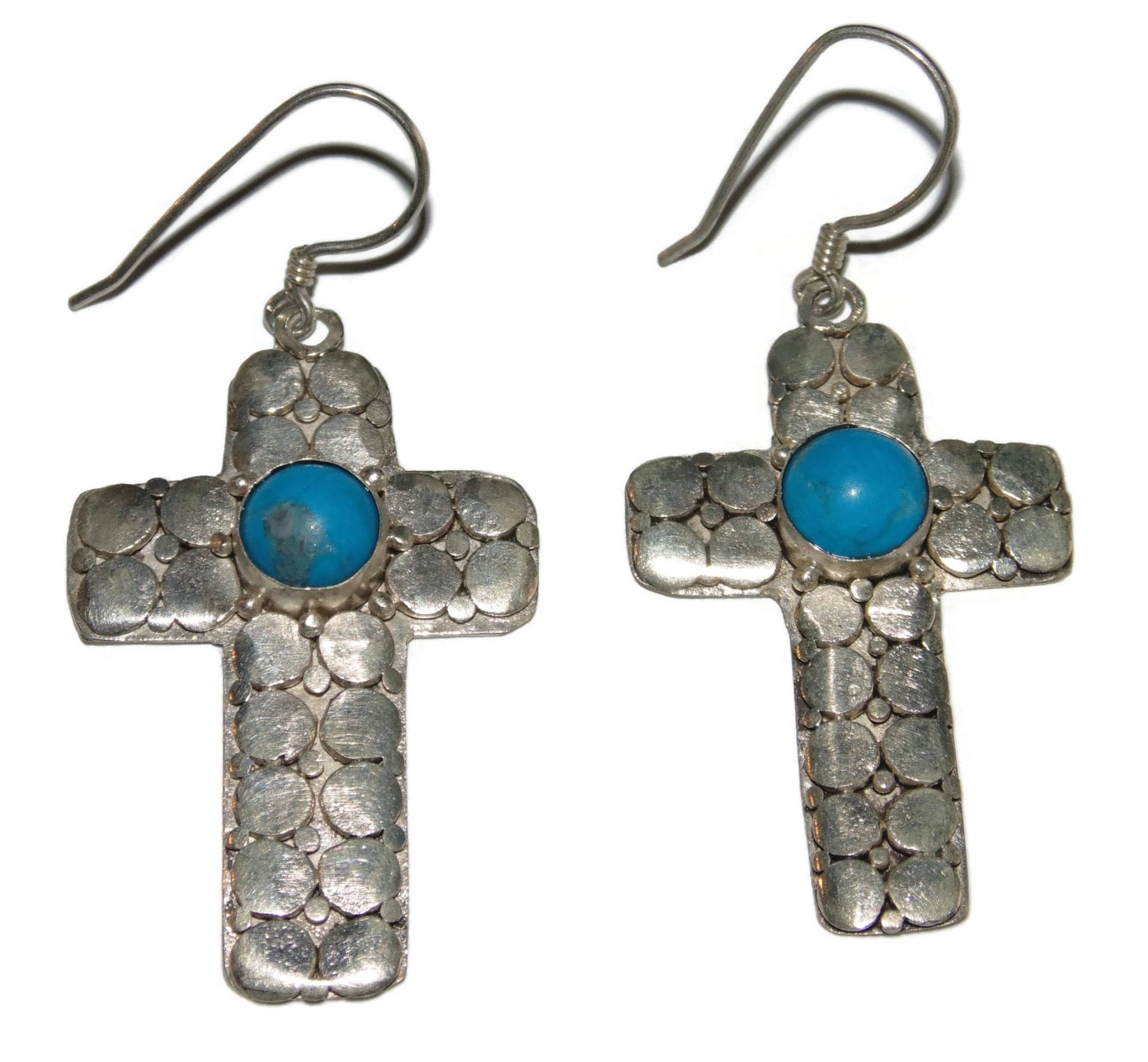 Vintage Sterling Silber Türkis Kreuz Ohrringe von VintageJewelryEden