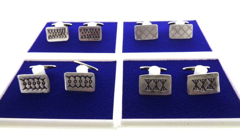 Jyde Kunst Handgefertigte Zinn Manschettenknöpfe 20 X 14 Mm, Dänemark 1960Er Jahre von VintageJewelryNL