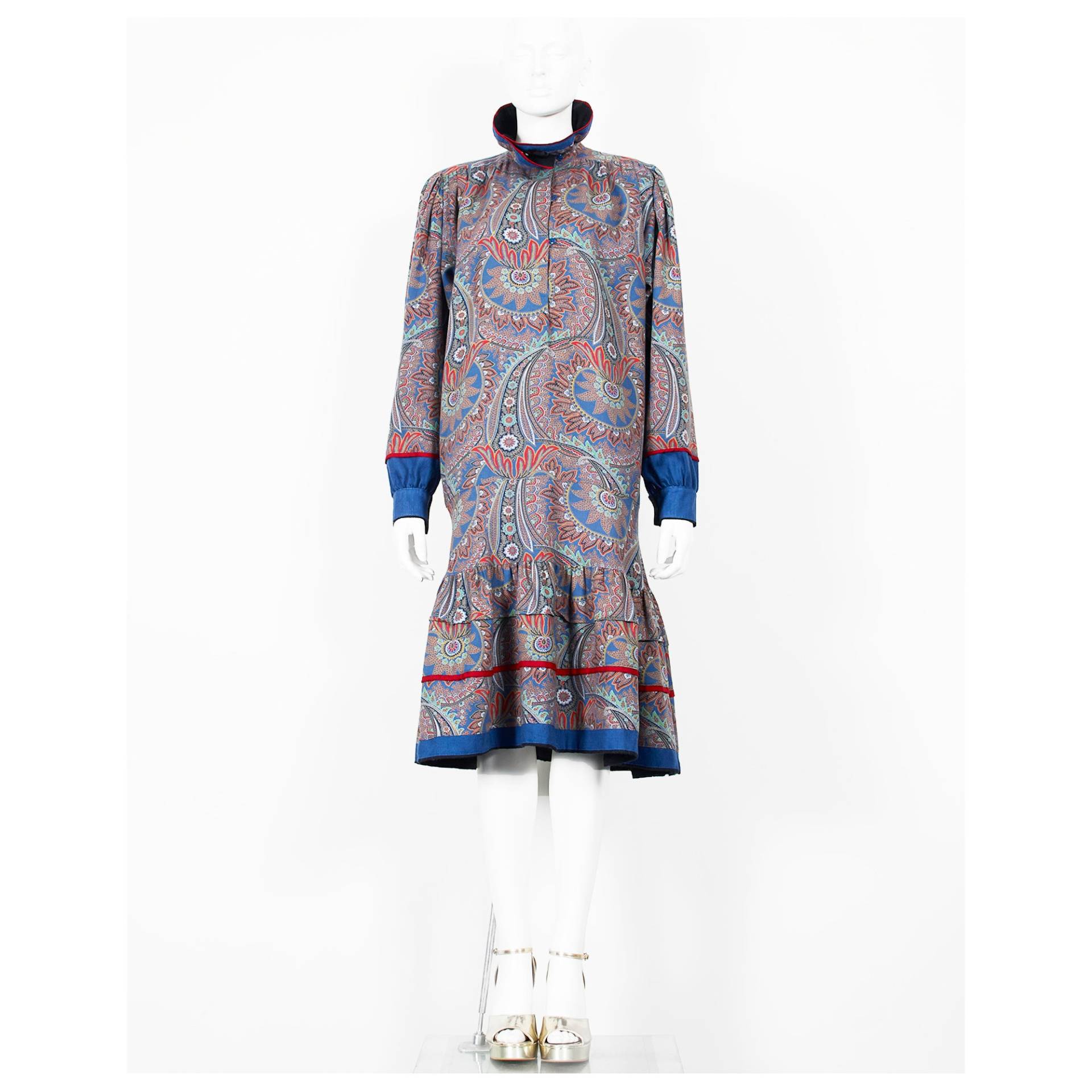 Seltenes Vintage 1970Er Wolle Paisley Kenzo Neues Romanzenkleid von VintageKabinet