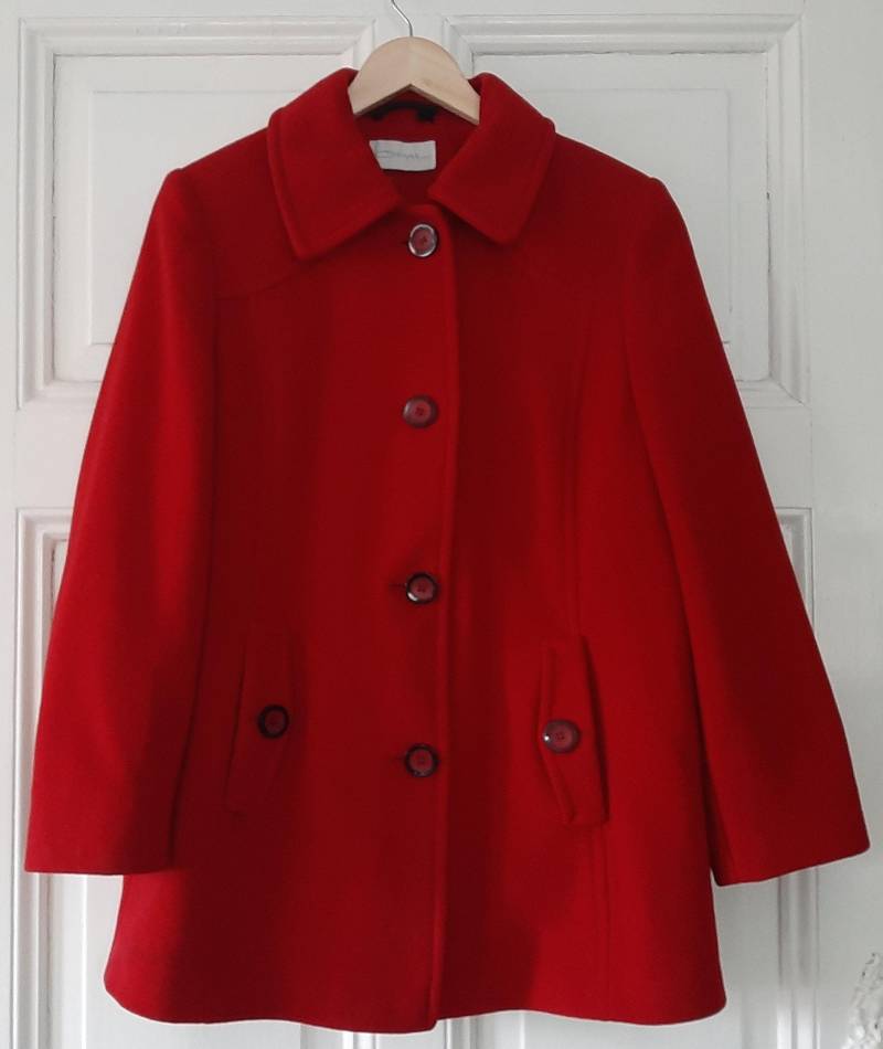 Roter Vintage Wollmantelkurzmantelwinter & Übergangsjackefreizeitjacke... Sustainable Clothing von VintageKleidungStore