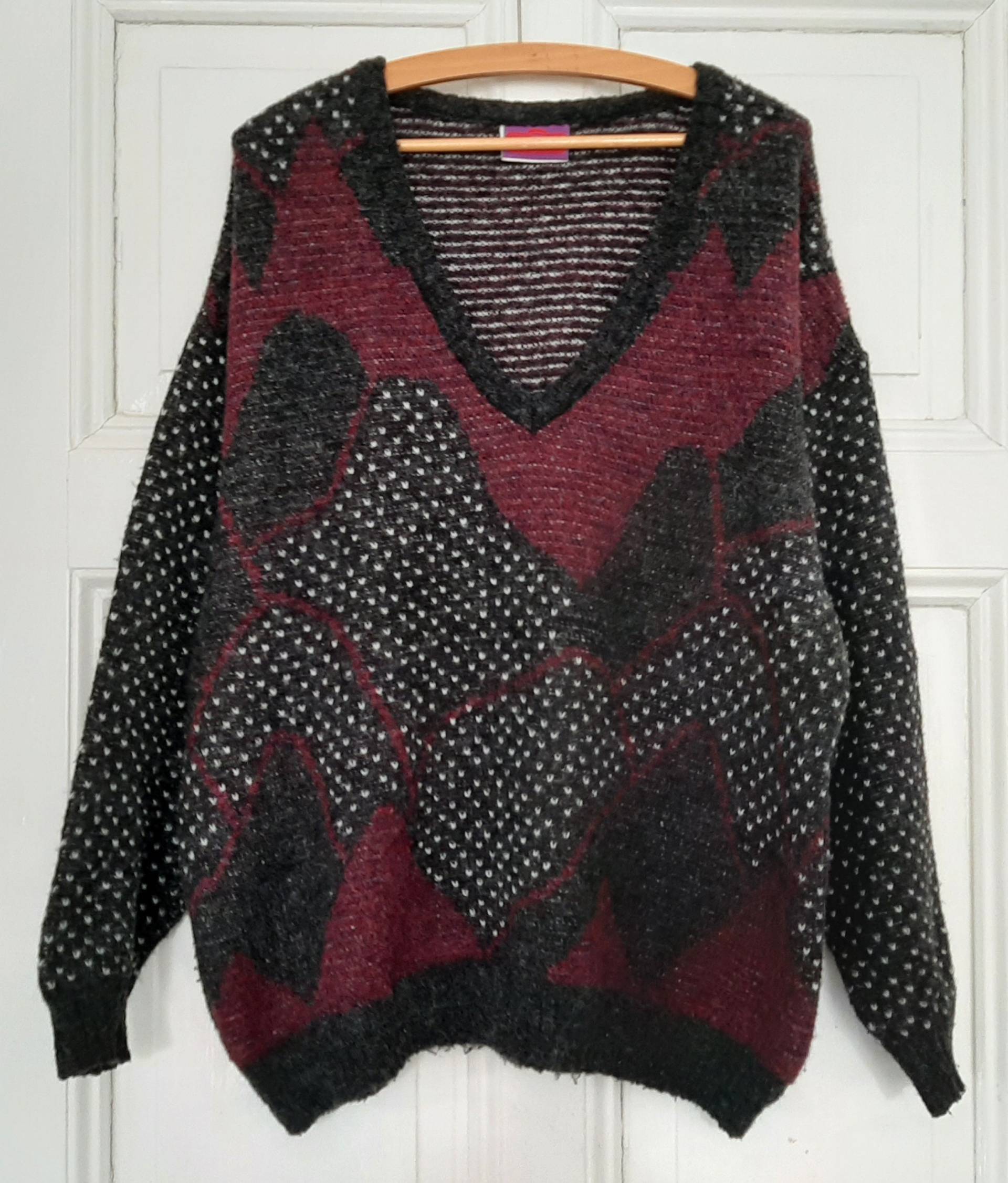 Vintage 80S/90S Winterpulloverstrickpulloverwarmer Pulli...crazy Pattern Clothing von VintageKleidungStore