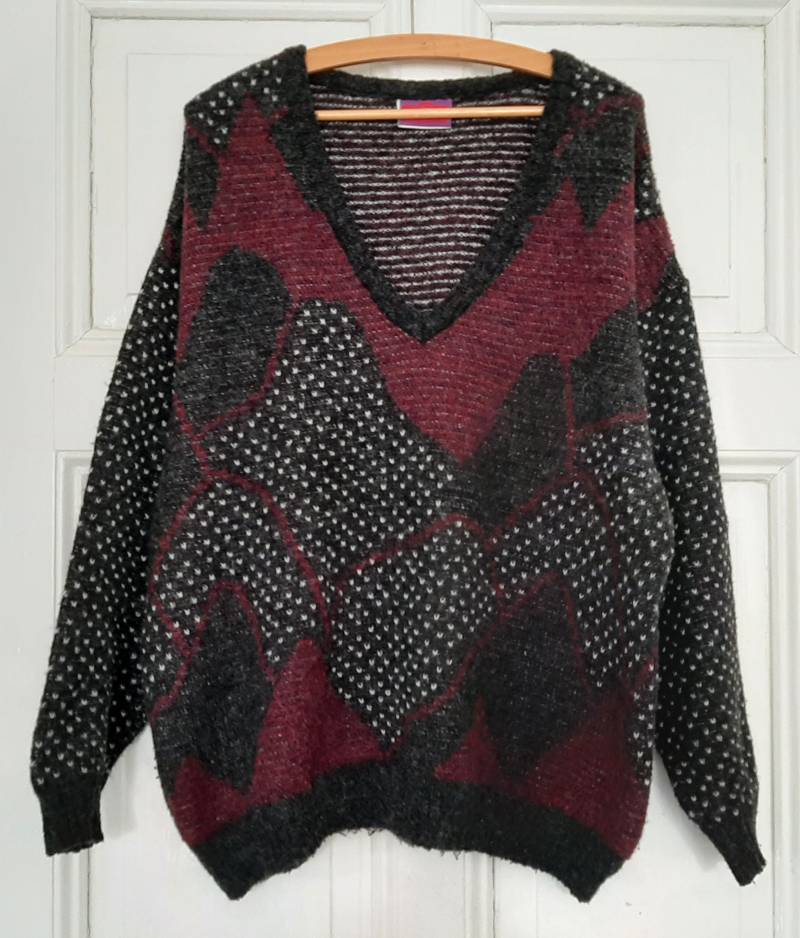 Vintage 80S/90S Winterpulloverstrickpulloverwarmer Pulli...crazy Pattern Clothing von VintageKleidungStore