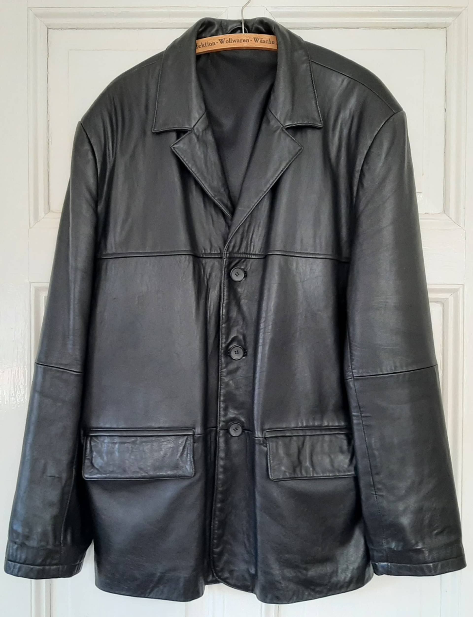 Vintage Lederjackefreizeitjackeechtlederjackestreetwear Aus Den 90S von VintageKleidungStore