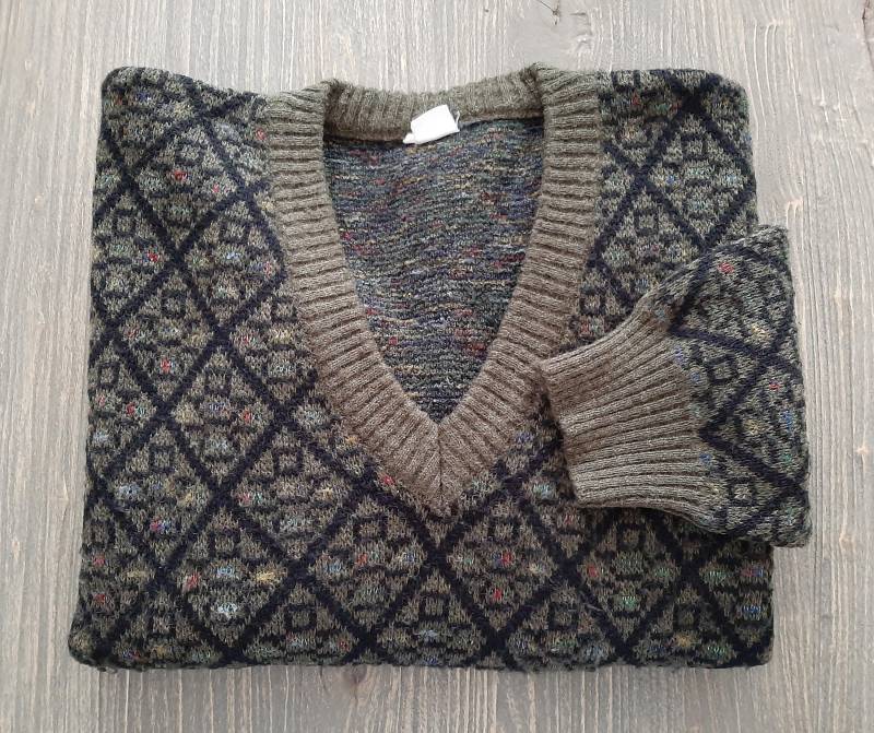 Vintage Pullover Oversizestrickpulloversweaterwinterpullover Mit Crazy Pattern Aus Den 80S/90Soversize..sustainable Vintage Clothing von VintageKleidungStore