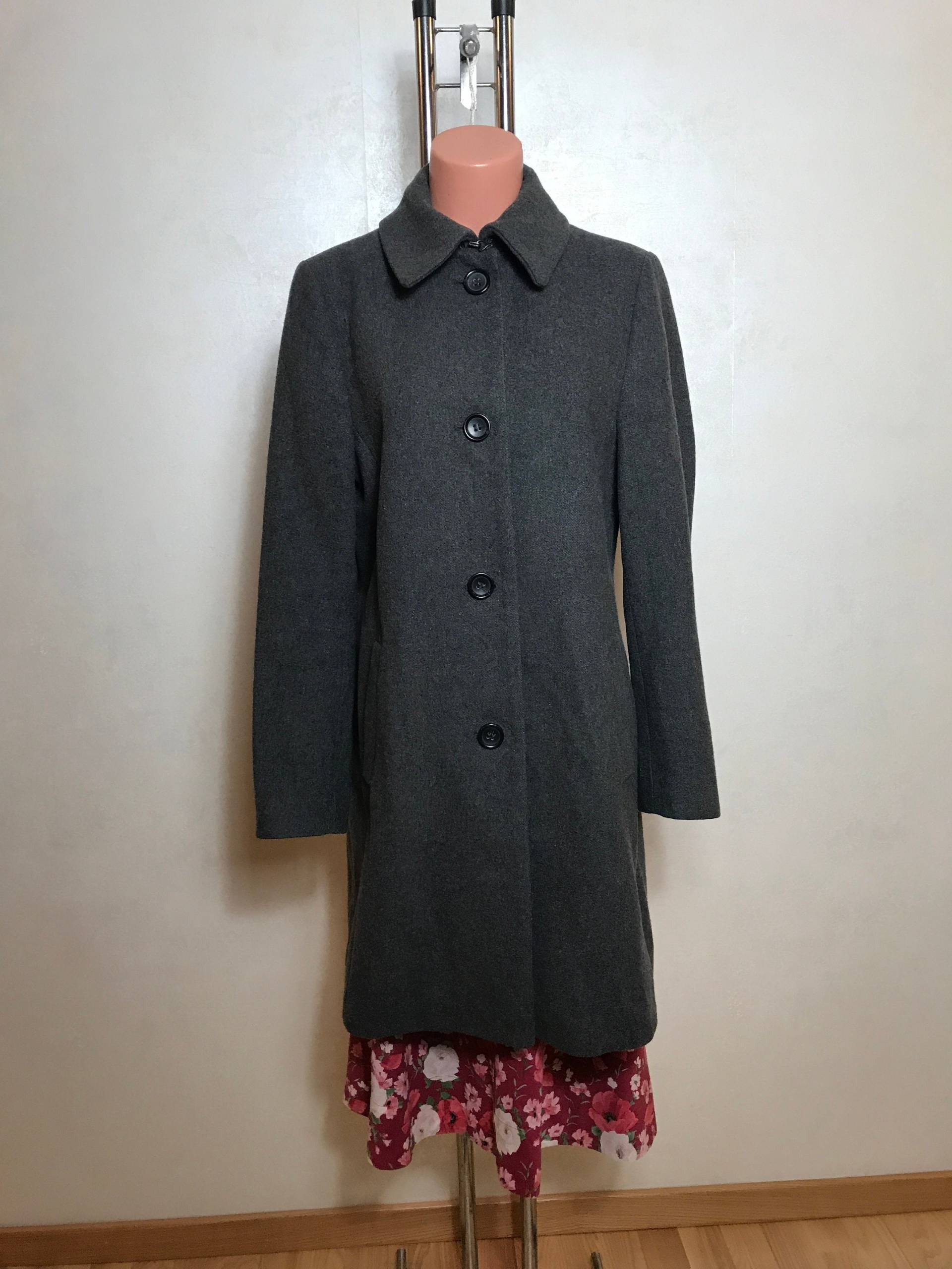 Vintage Herbst Overcoat in Grau Farbe Mit Kragen, Langen Ärmeln Und Zwei Taschen Lana Stoff Mittelgroß von VintageLabr