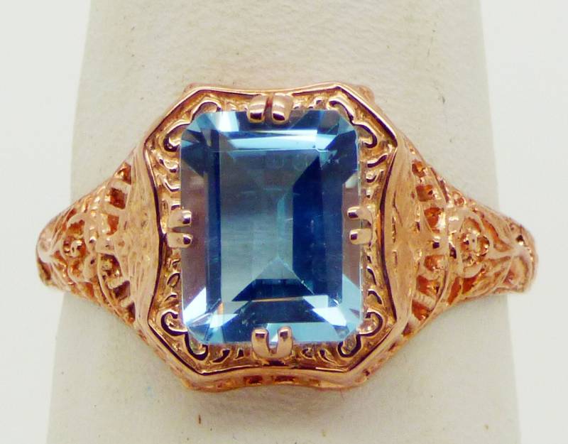 Edwardian Revival Filigraner Ring in Rosegold Über Massivem Sterlingsilber von VintageLaneJewelry