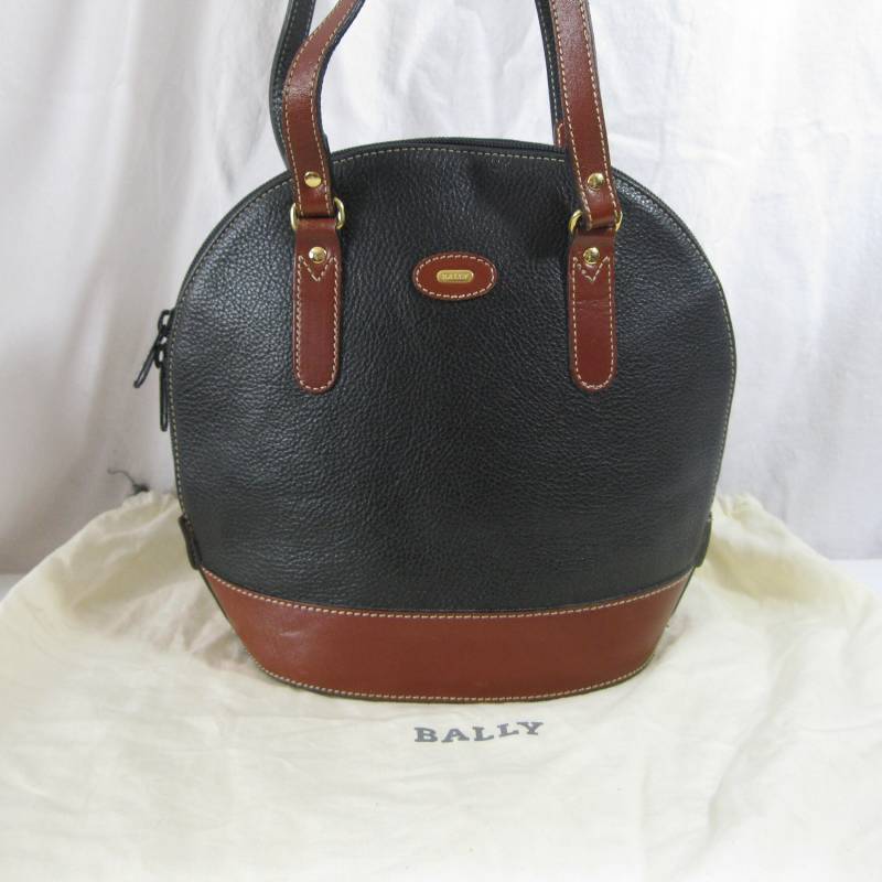 Echte Vintage Bally Schwarz Leder Bucket Schultertasche Klassisch Mit Duster von VintageLeatherPurses