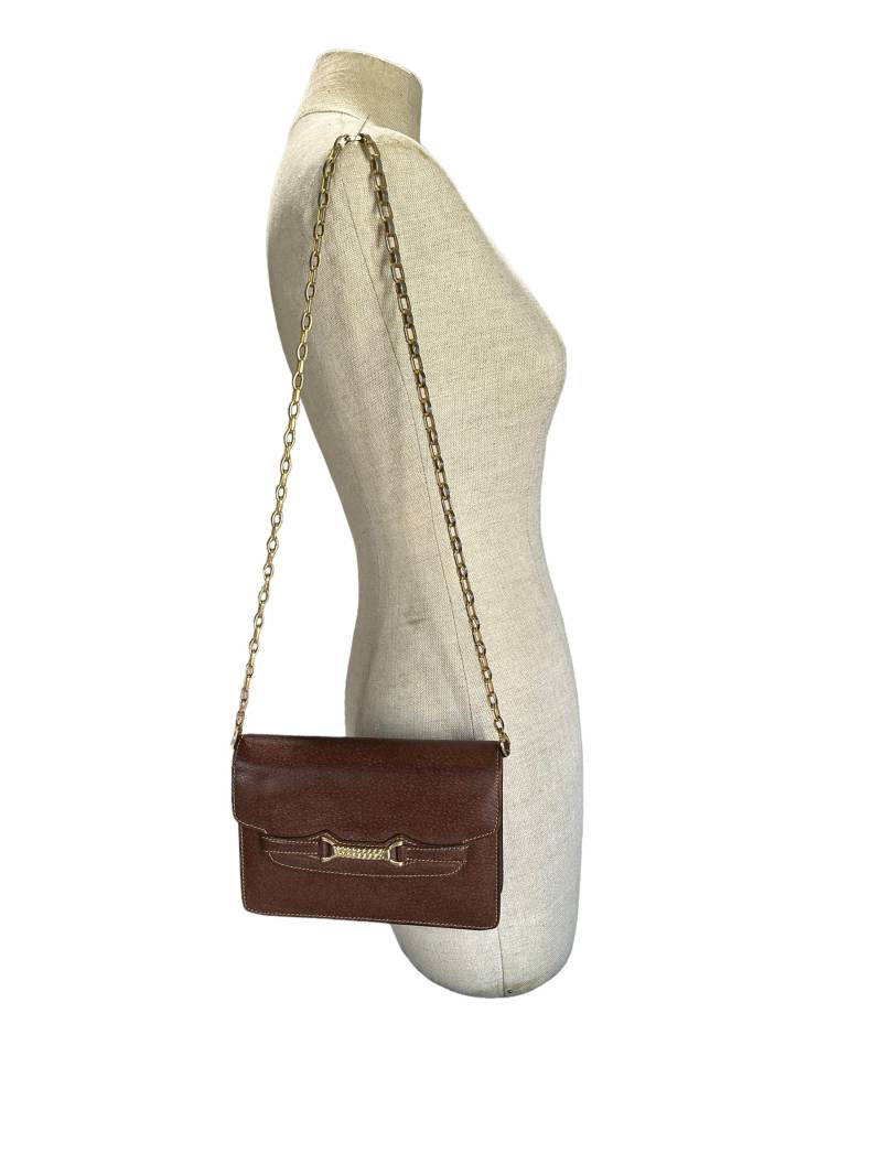 Erstaunliche Vintage Gucci 1955 Braune Halb Strukturierte Umhängetasche Und Clutch von VintageLeatherPurses