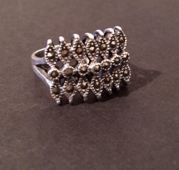 sterling Silber 925 Markasit Ring Vintage von VintageLoveAntiques