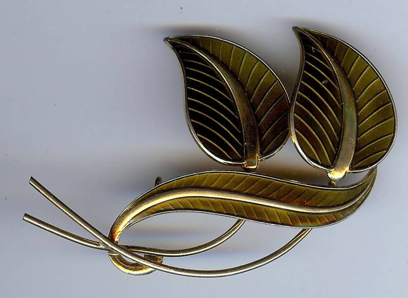 Albert Scharning Norwegen Vintage Sterling Erde Ton Grün Emaille Blatt Stift von VintageLovedOne