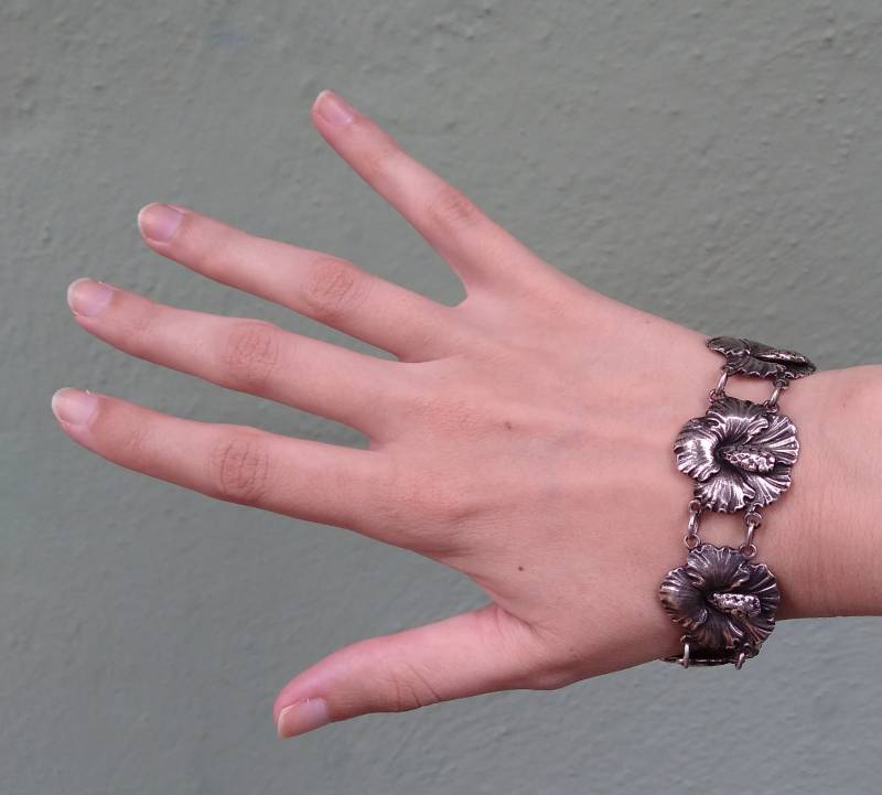 Cini Für Gump " S Vintage-sterling Silber Hibiskus-Blume Bracelet von VintageLovedOne