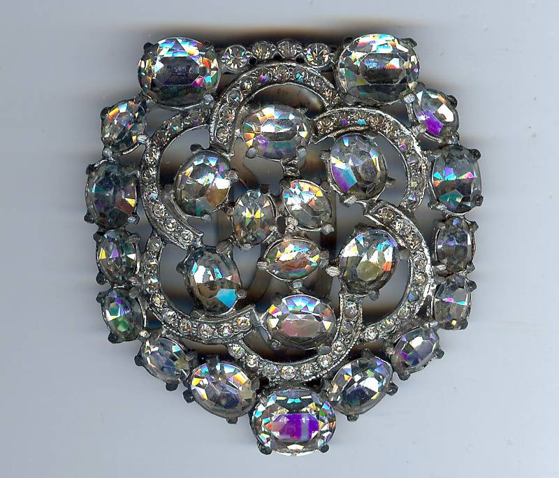 Large Ausgefallene Vintage-Klare Strasssteine Dress Clip von VintageLovedOne