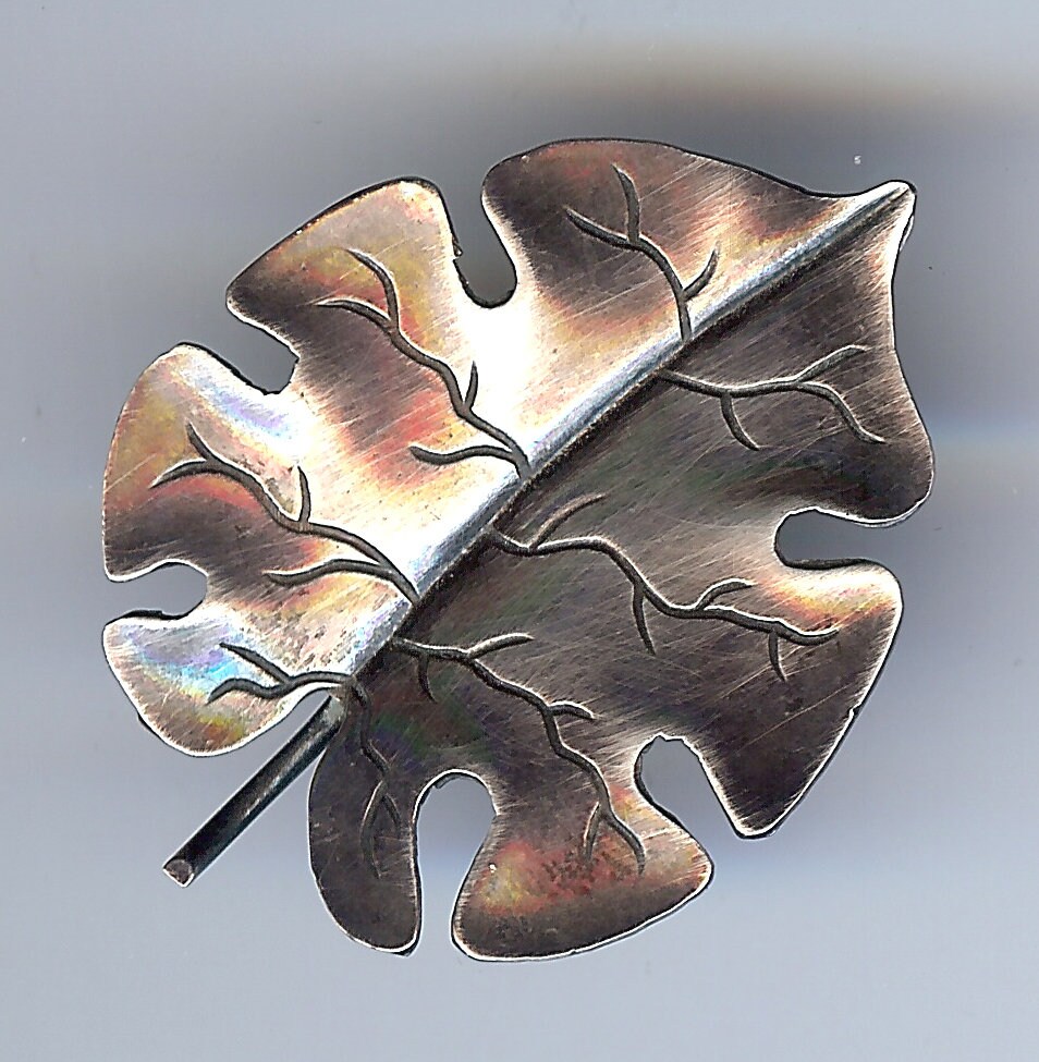 Rasmussen & Lassen Dänemark Elegante Vintage Sterling Silber Leaf Pin Brosche von VintageLovedOne