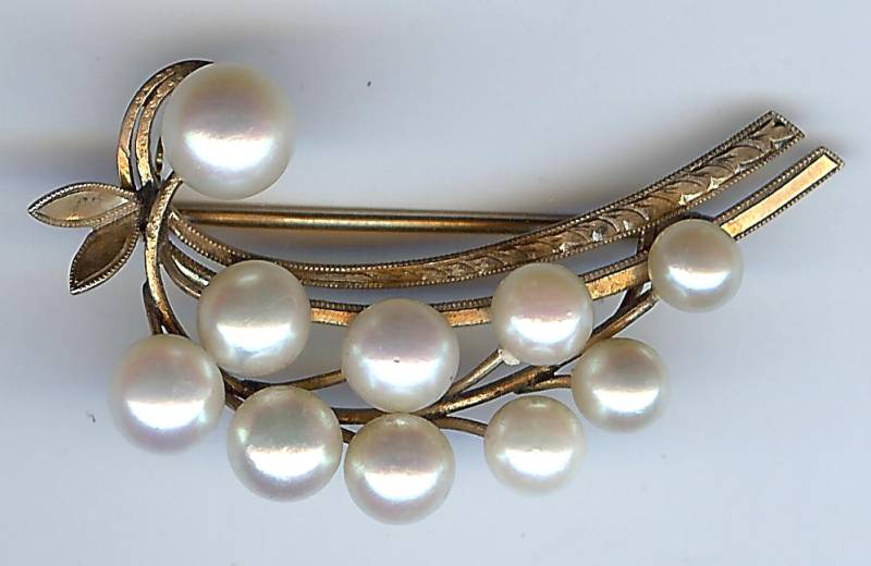 Schöne Vintage 14K Gold Multi Perlen Spray Pin Brosche Schöne Vintage 14K Gold Multi Perlen Spray Pin Brosche von VintageLovedOne