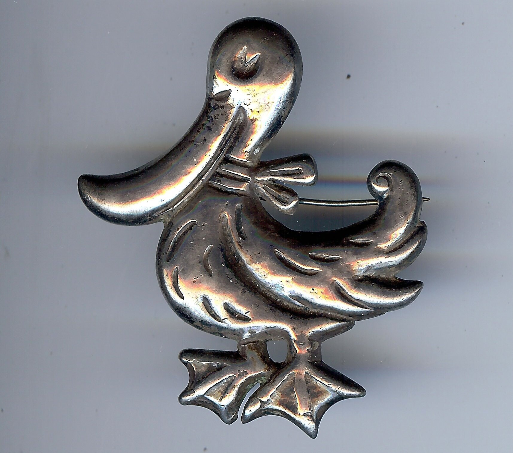 Signed Vintage Mexican Sterling Silber Niedliche Dimensionale Ente Pin Brosche von VintageLovedOne