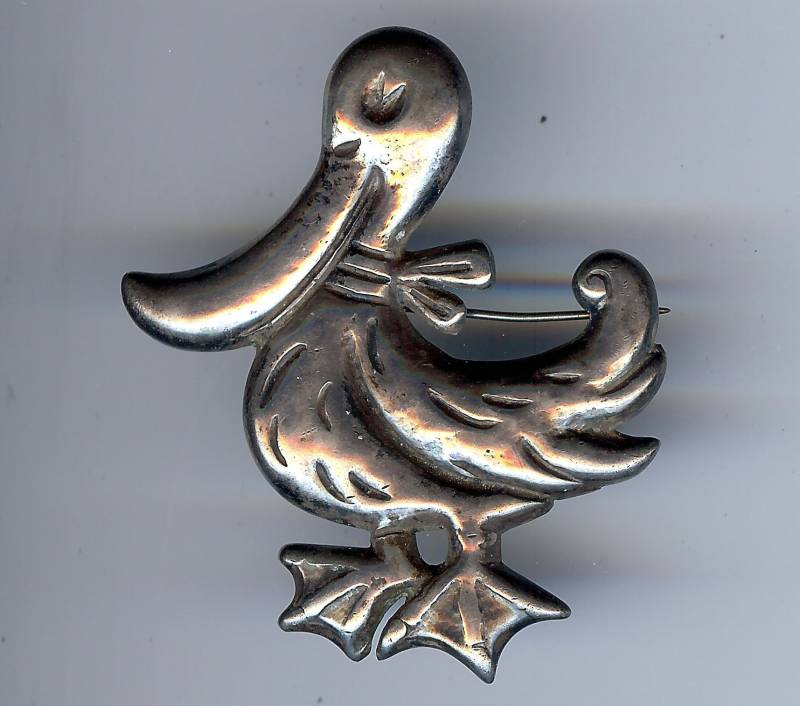 Signed Vintage Mexican Sterling Silber Niedliche Dimensionale Ente Pin Brosche von VintageLovedOne
