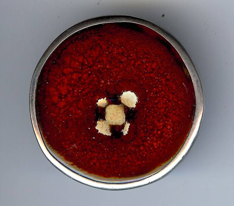 Signierte Vintage Modernist Hellrote Emaille Mit Explodierender Mittelnadel Oder Anhänger von VintageLovedOne