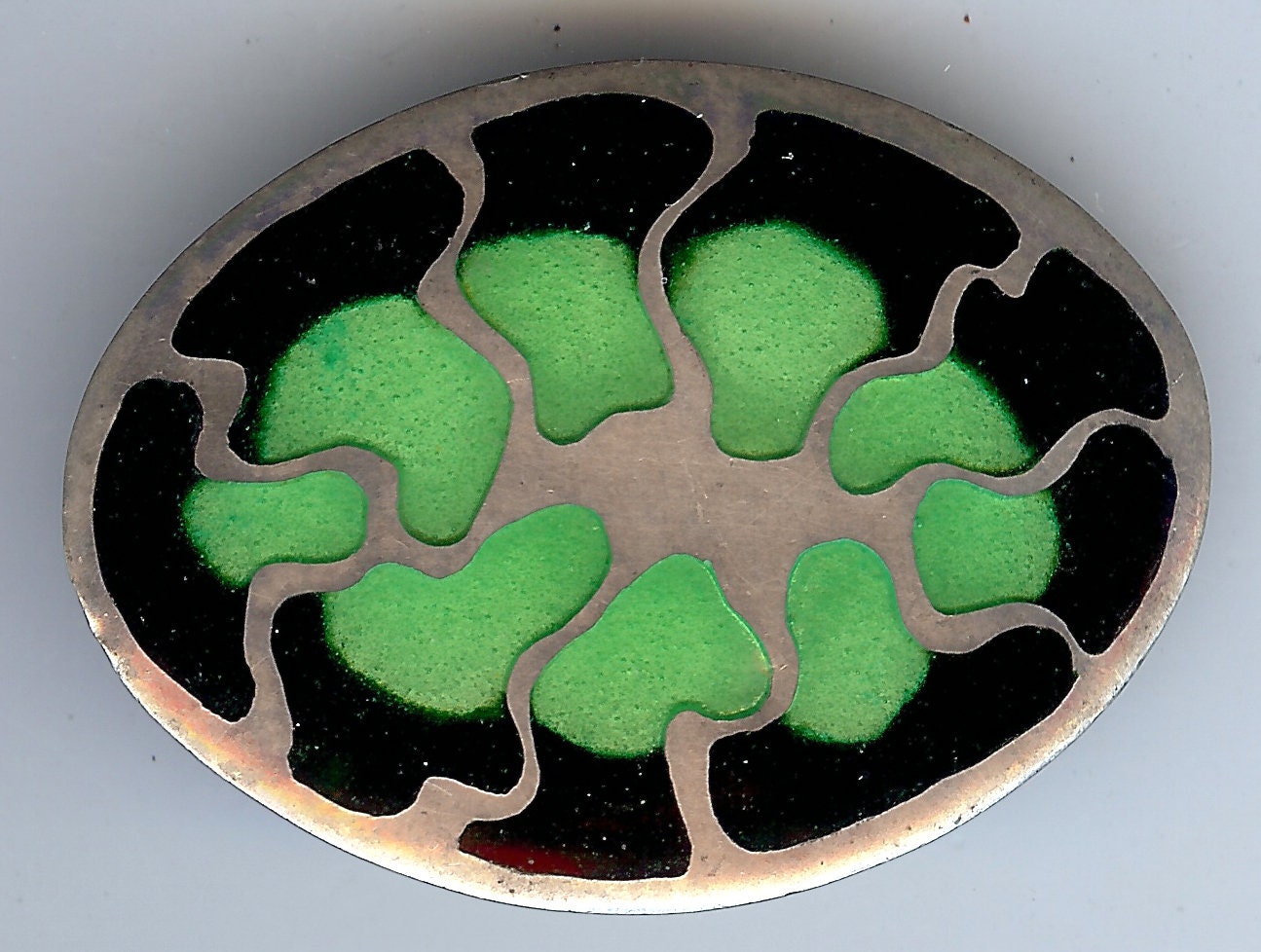 Terrific Signed Alexa Vintage Sterling Silber Grün & Schwarz Emaille Modernist Pin von VintageLovedOne