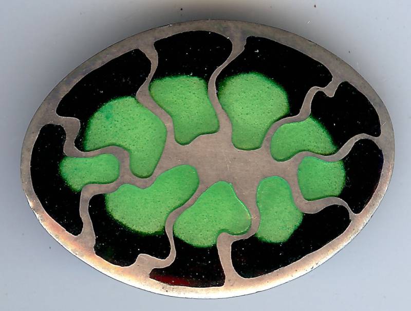 Terrific Signed Alexa Vintage Sterling Silber Grün & Schwarz Emaille Modernist Pin von VintageLovedOne