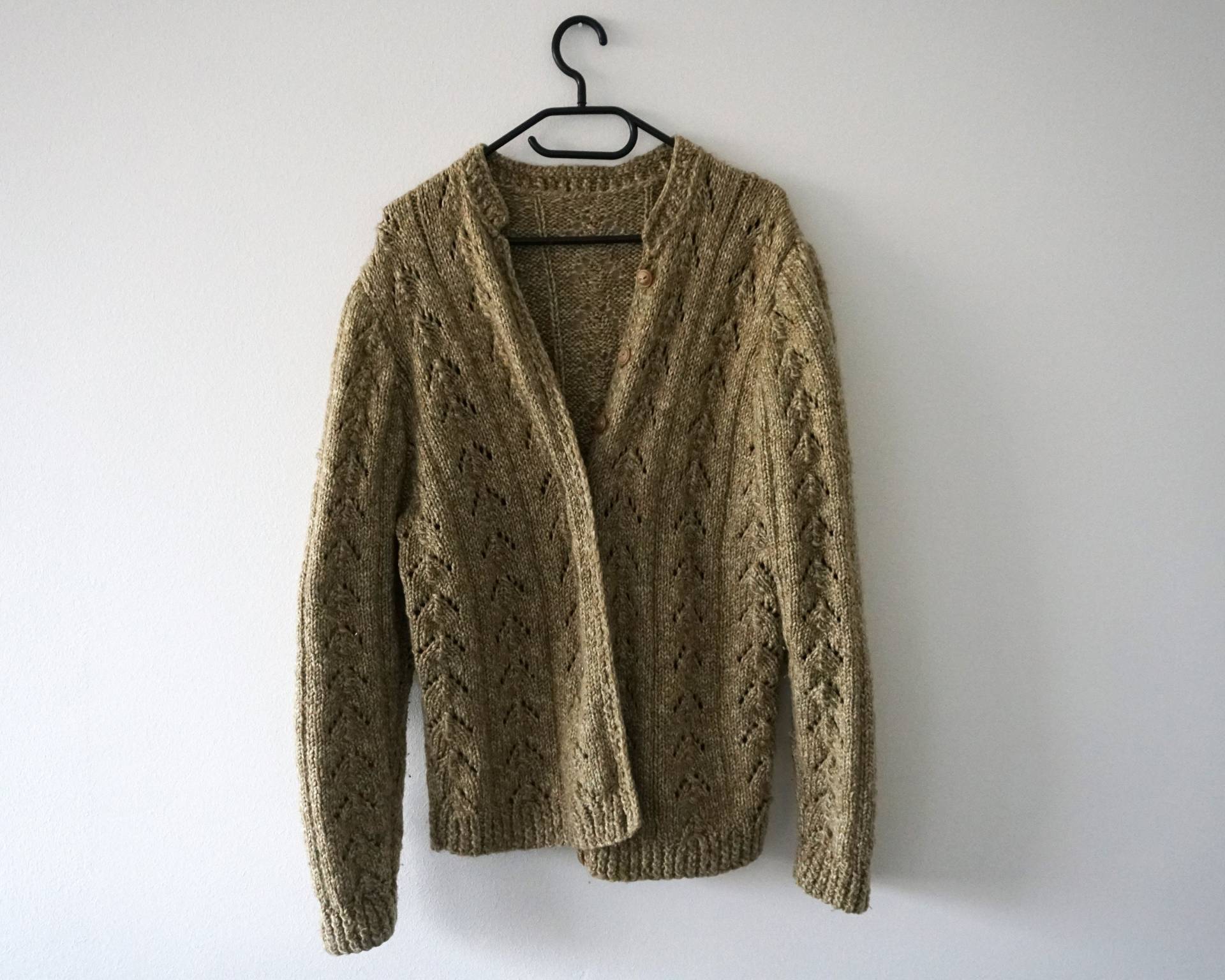 Vintage Handgestrickte Strickjacke Aus Wolle, 1980, Made in Jugoslawien von VintageMamaSI