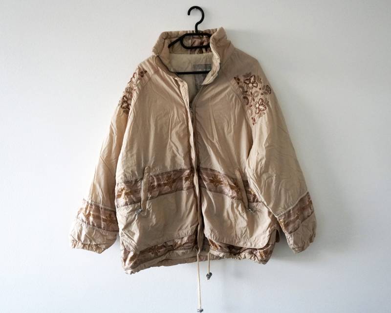 Vintage Oversized Beige Wintermantel Warme Jacke Damenjacke Skijacke Schneejacke Größe Großer Winterpullover Winter Overcoat von VintageMamaSI