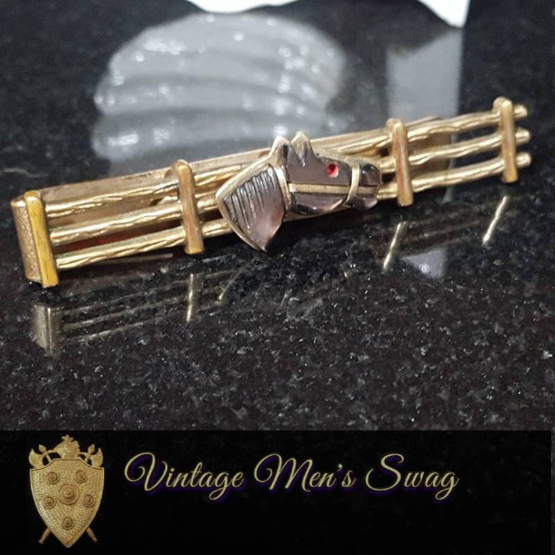 Antike Krawatte Bar Mit Perlmutt Pferd Profil Angeboten Von Vintage Mens Swag Xe-1 von VintageMenSwag