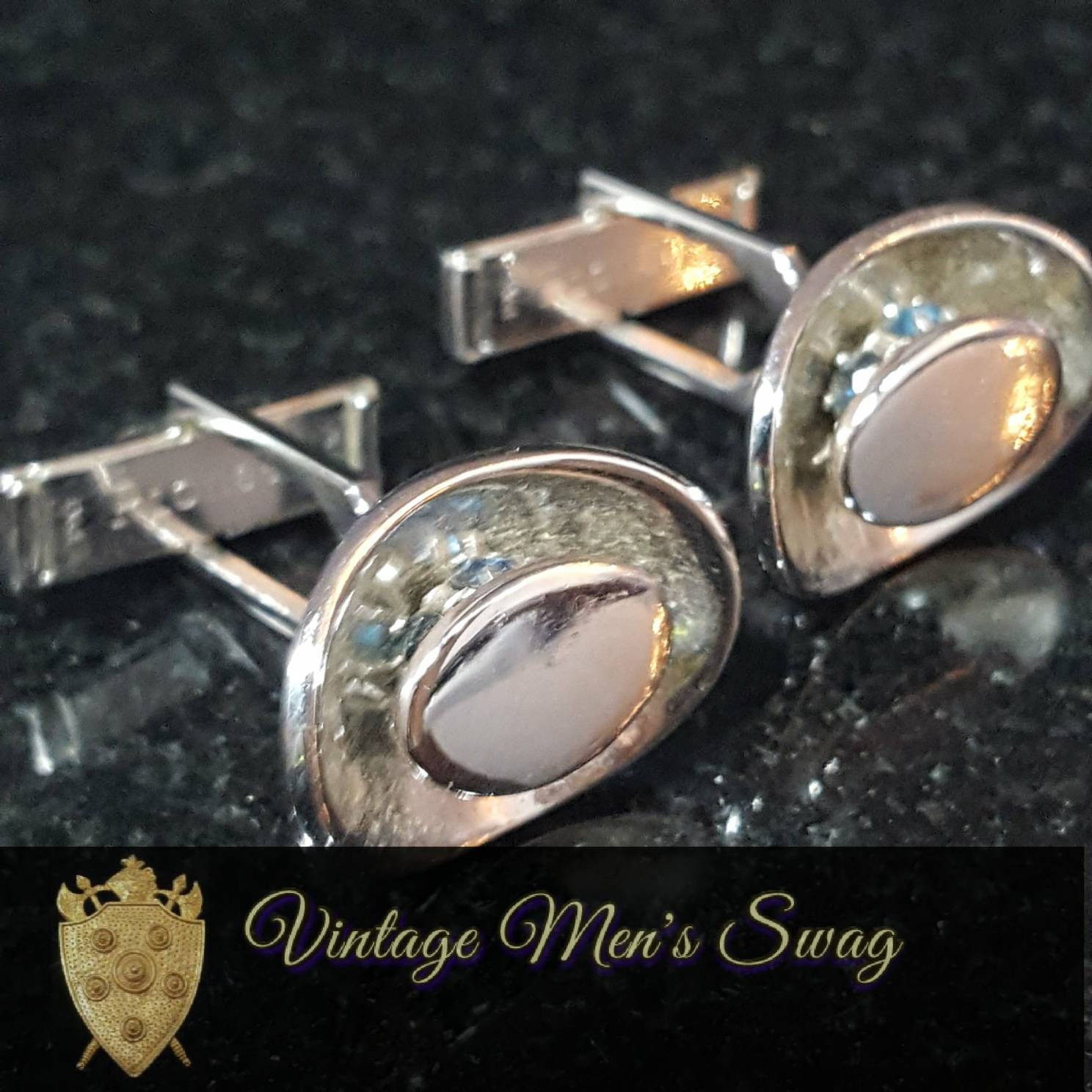 Leuchtende Vintage Manschettenknöpfe Von Pioneer Men Es Swag En-46 von VintageMenSwag