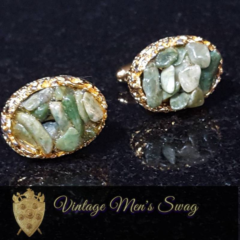 Vintage Jade Nugget Manschettenknöpfe Von Dante, Angeboten Herren Swag Tx-6 von VintageMenSwag