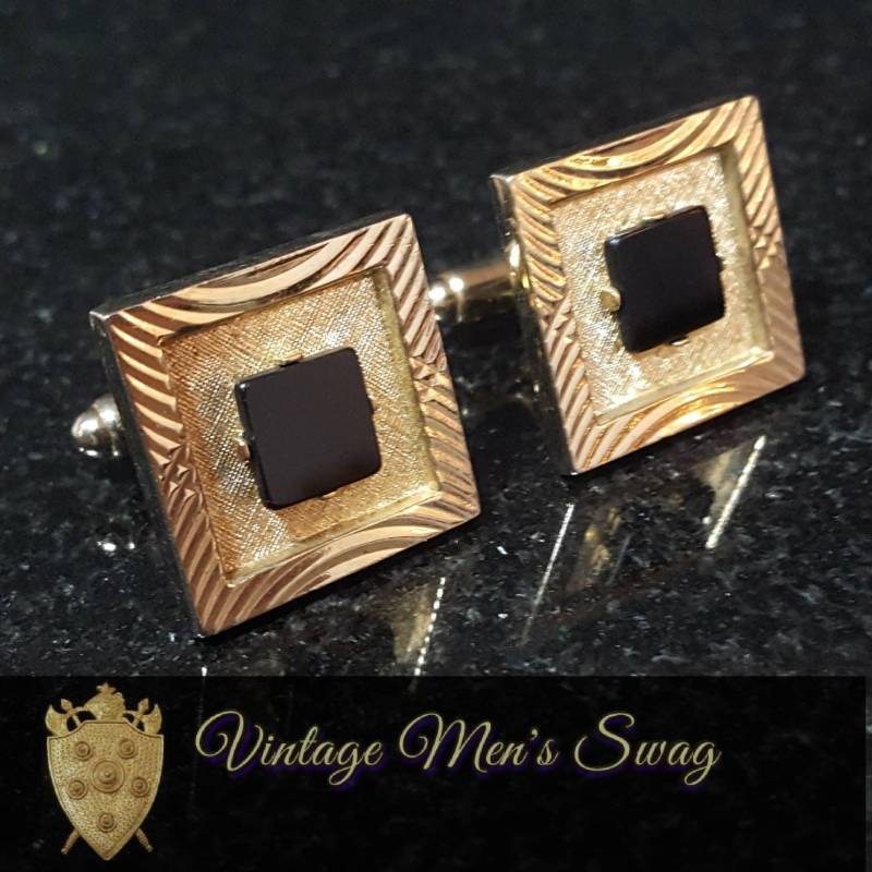 Vintage Manschettenknöpfe Mit Onyx Von Dante, Angeboten Herren Swag St-4 von VintageMenSwag