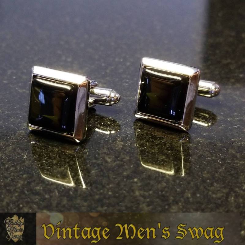 Vintage Manschettenknöpfe Mit Onyx Von Dante' Angeboten Herren Swag Adg-18 von VintageMenSwag