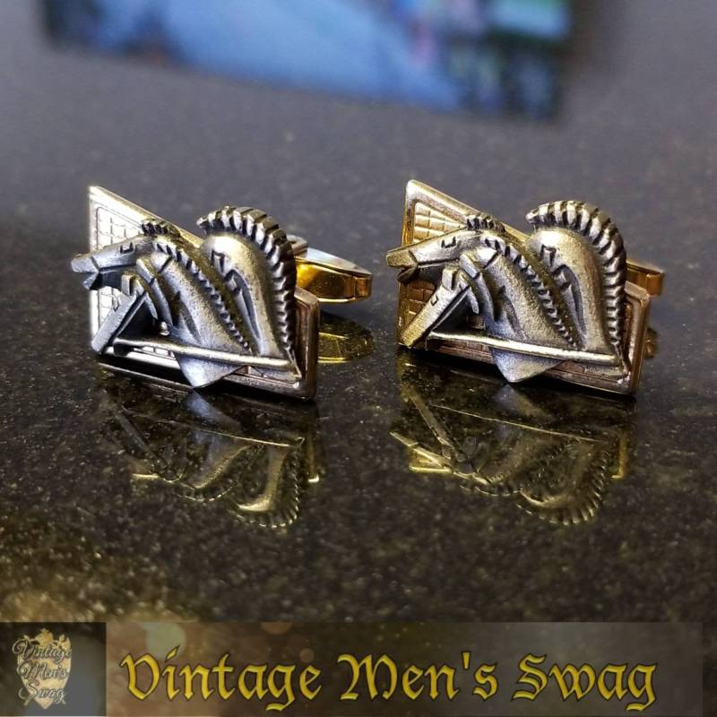 Vintage Manschettenknöpfe Pferde Art Deco Von Foster, Angeboten Men's Swag Adl-1 von VintageMenSwag