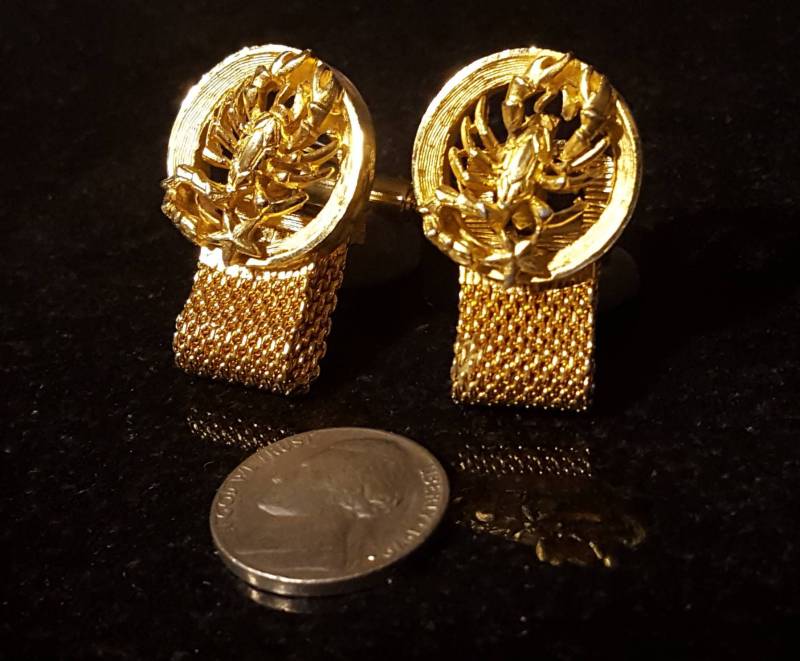 Vintage Manschettenknöpfe Swank Mesh Wickeln Um Tierkreis Angeboten Von Swag En-51/Fx-35 von VintageMenSwag