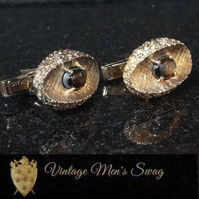 Vintage Vergoldete Manschettenknöpfe Aus Sterlingsilber Von Herren Swag Qy-16 von VintageMenSwag
