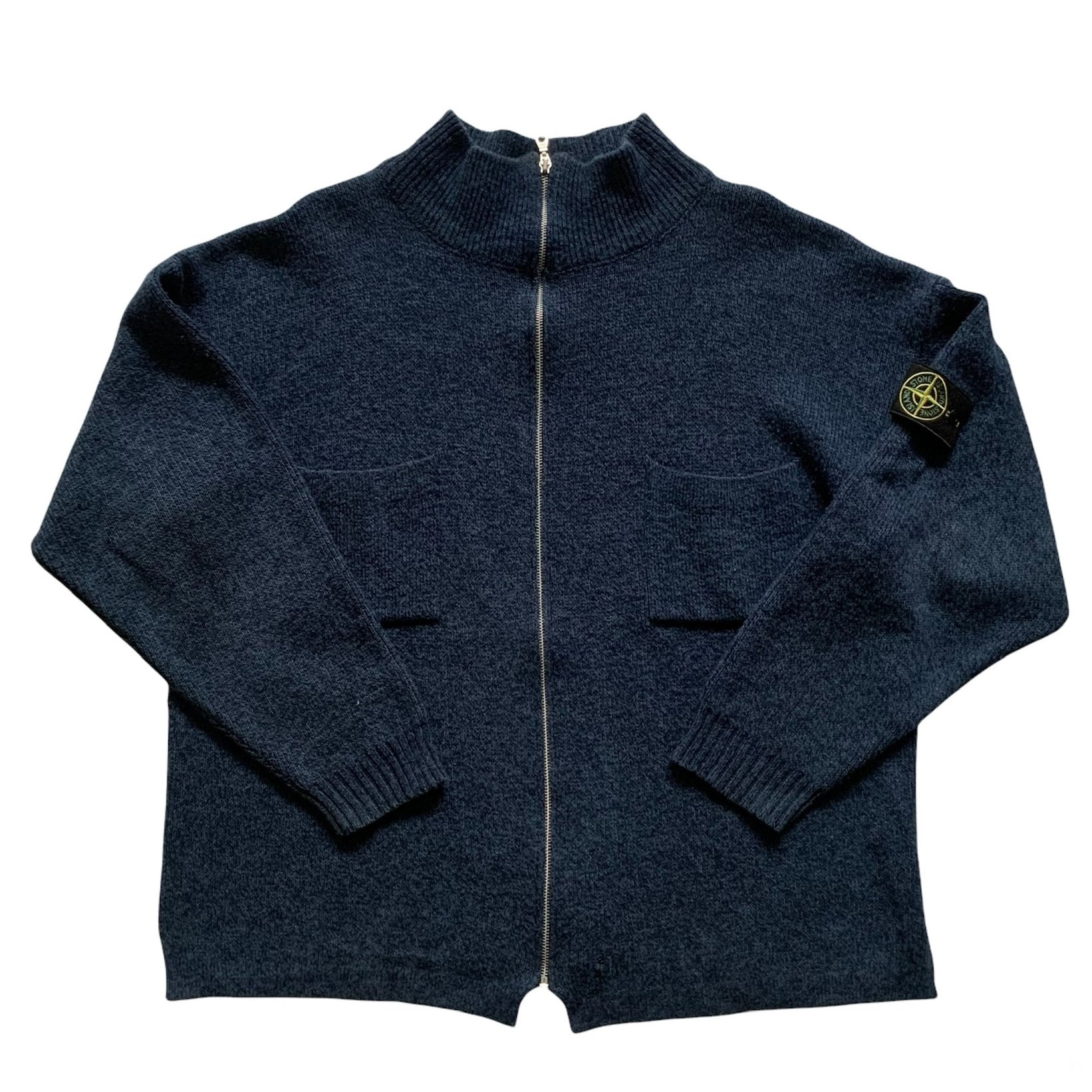 Vintage Stone Island Blau Baumwolle Zip Up Pullover Made in Italy Herren Größe Xxl 2Xl von VintageMensGoods