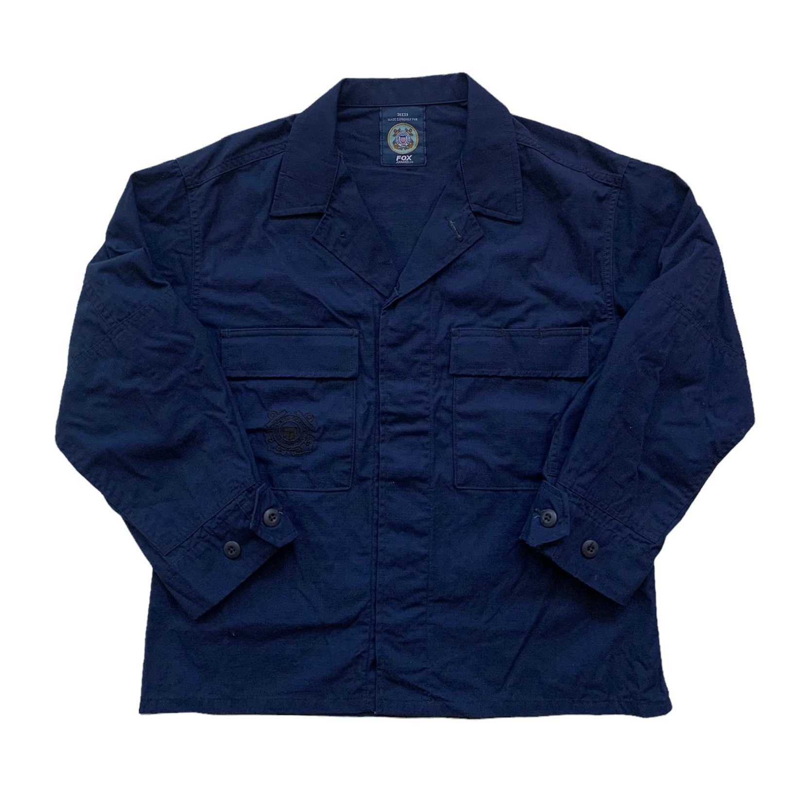 Vintage United States Coast Guard Uscg Fox Apparel Navy Blue Uniform Button Up Shirt Made in Usa Herren Größe M Medium von VintageMensGoods
