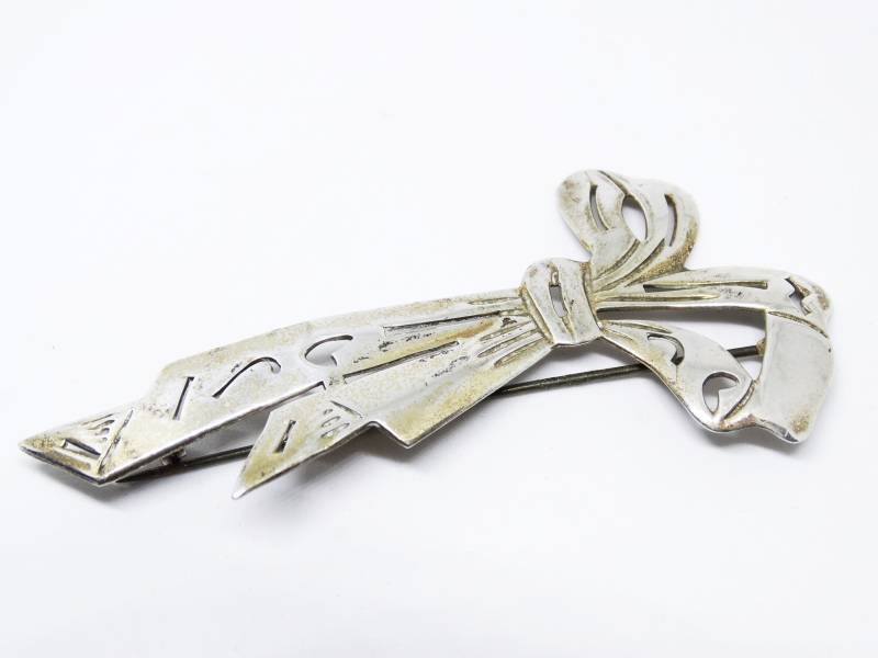 1940Er Sterling Silber Schleifenband Brosche Sweetheart von VintageMinks