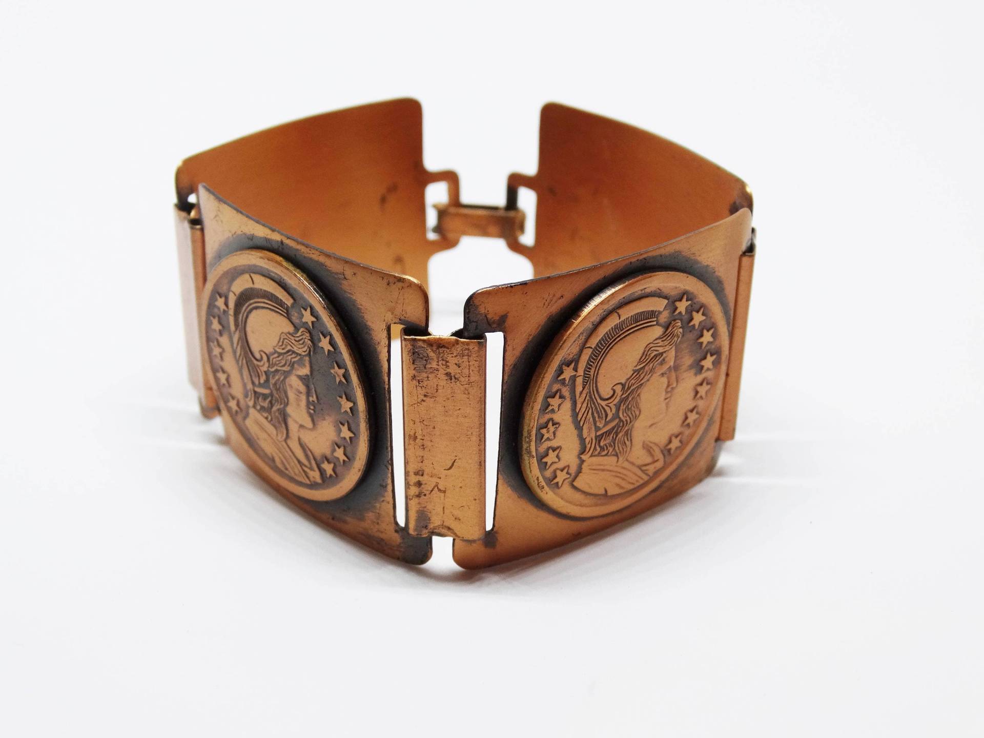 1970Er Jahre Athena Göttin Der Weisheit Kupfer-Münzarmband von VintageMinks