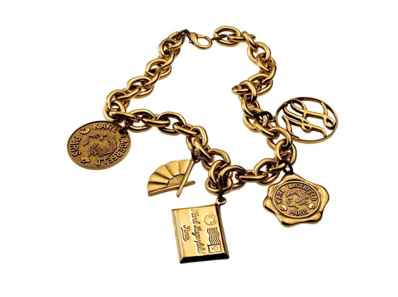 Vintage Karl Lagerfeld Iconic Logo Multi Charm Halskette von VintageNMode