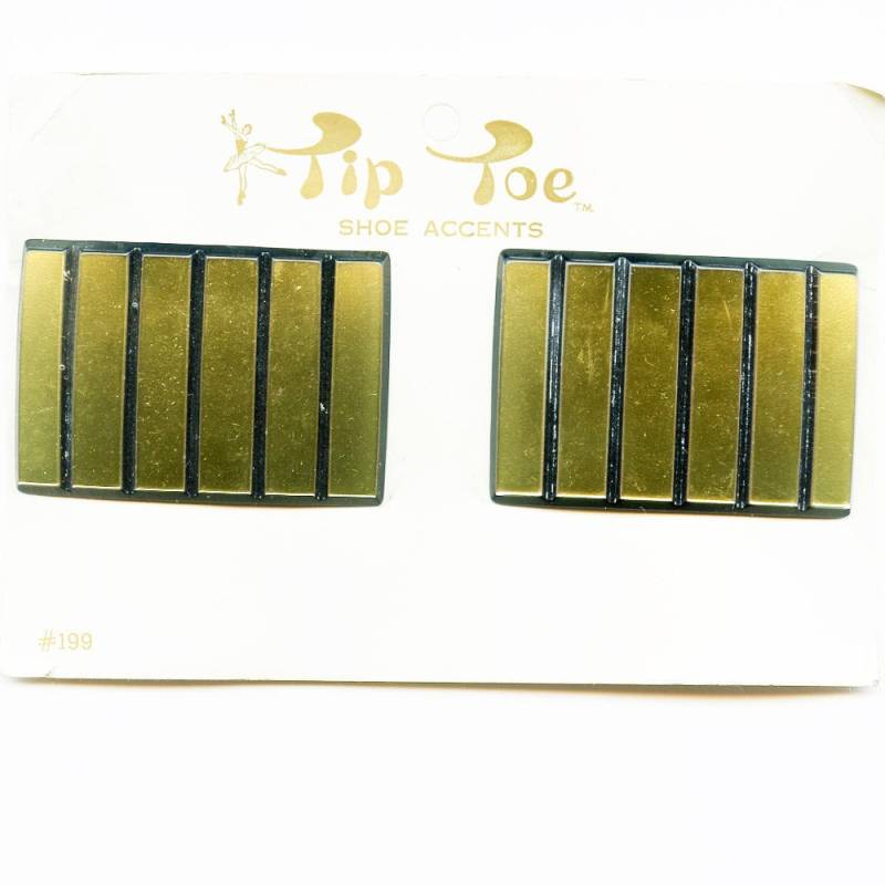 Schwarz Und Gold Gestreifte 1970Er French Schuhclips Schnallen Vintage Neu Alt Lagerbestand Mehr Verfügbar von VintageNecessities