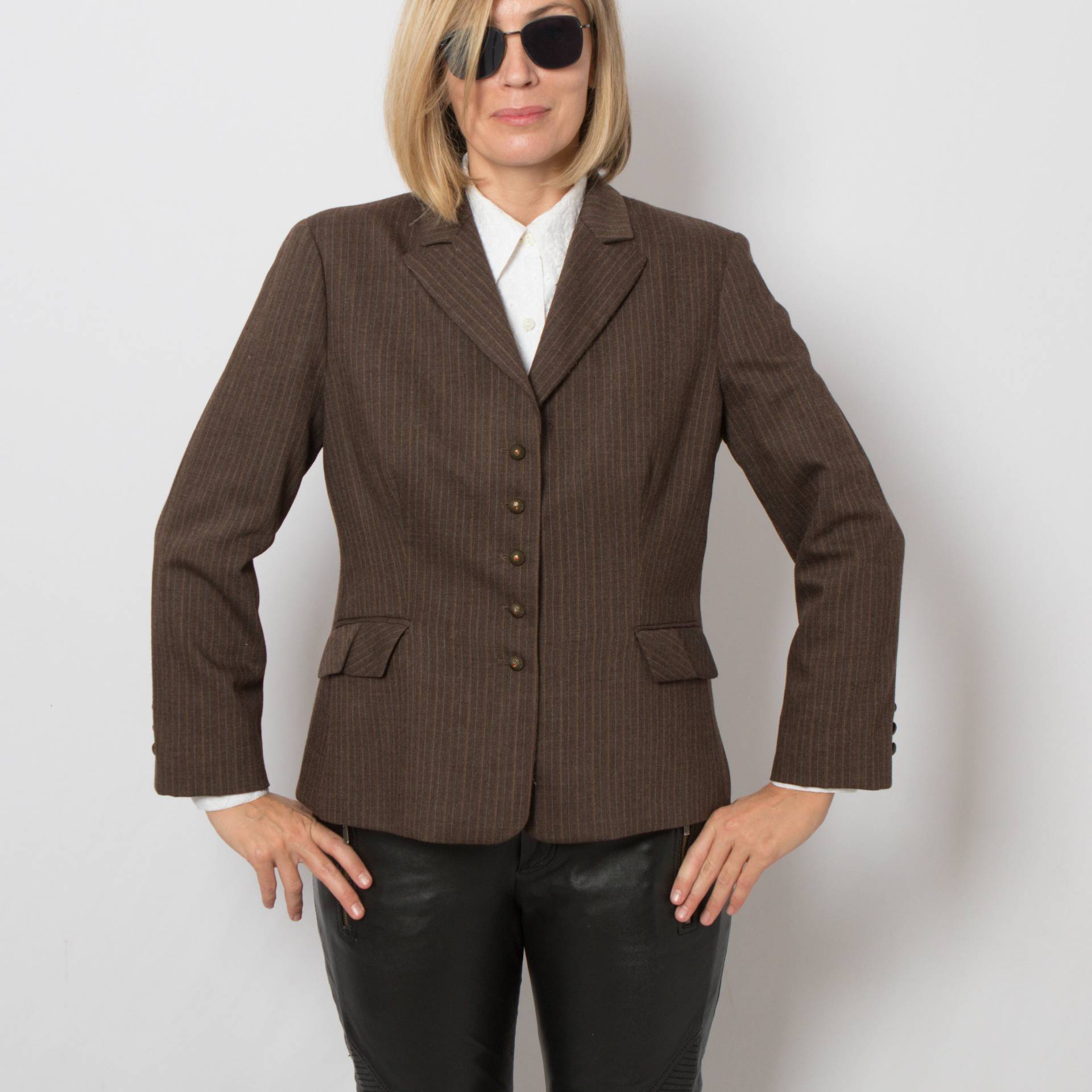 Luisa Spagnoli Herringbone Jacke Reitjacke Tweed Blazer Damen Wolle Passt Medium Large Size Geschenk von VintageNr5