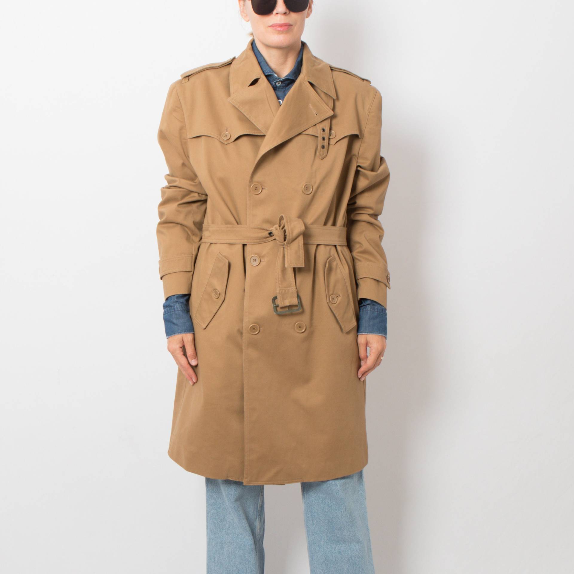 Vintage Braun Zweireiher Trenchcoat Männer Mit Epauletten Camel Detektiv Mantel Großes Geschenk Für Mann Vater von VintageNr5