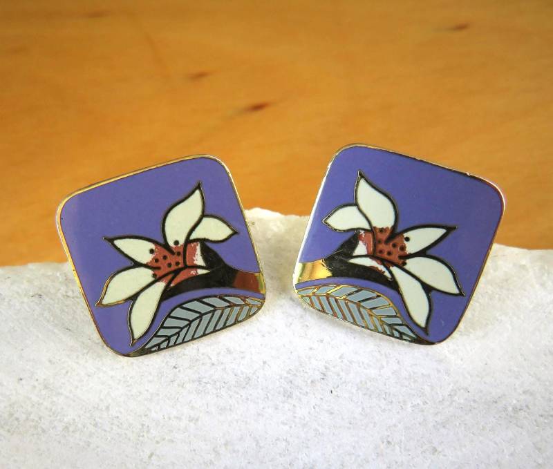 Laurel Burch Wild Lily Ohrstecker Ohrstecker Lavendel Lila Gold Laurel Burch Wild Lily Ohrstecker Ohrstecker Lavendel Lila Gold von VintageOak