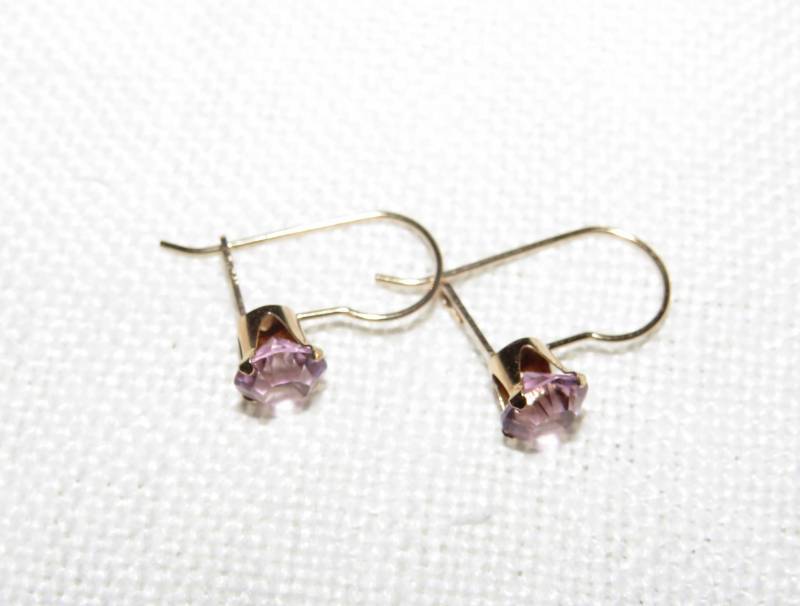 Vintage 10K Gold Rosa Geschliffene Glastropfen Ohrringe Vintage 10K Gold Rosa Geschliffene Glastropfen Ohrringe von VintageOak
