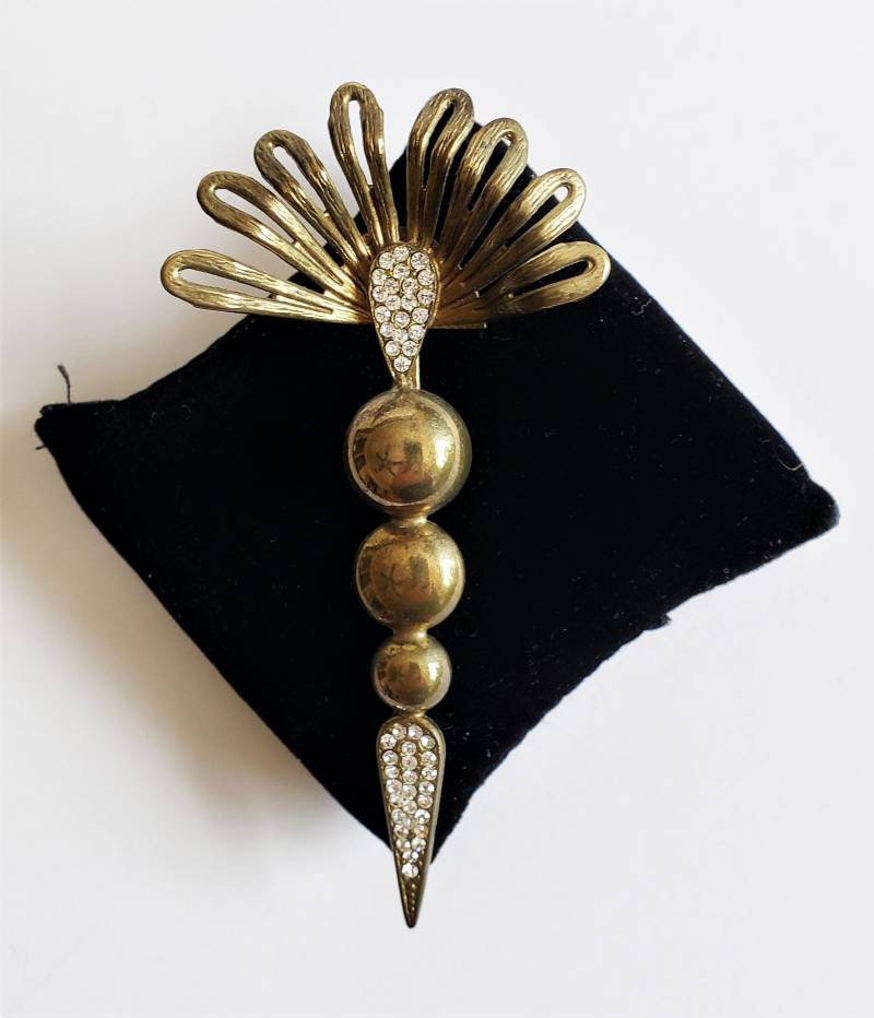 Vintage Nadir Messing Und Strass Brosche Anstecknadel von VintageObjectsShoppe